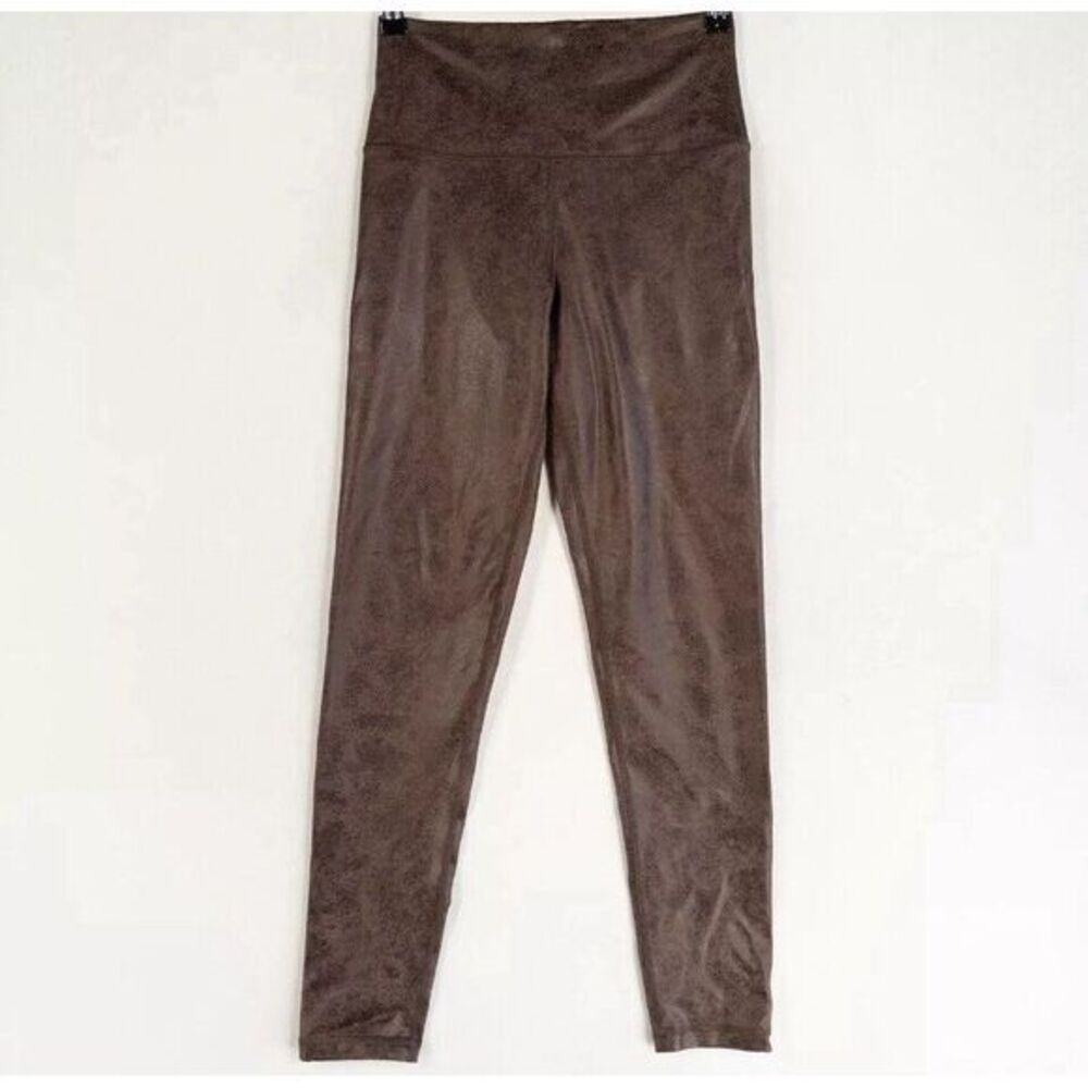 Offline By Aerie Leggings Womens Medium Brown Faux Crackled Leather‎ High Rise